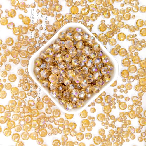 460Pcs 8mm Crystal Glass Beads for Jewelry Making Beads for Bracelets Necklace Pendants Making Supplies(Gold Champagne) - color: Golden champagne, size: 8mm 460pcs