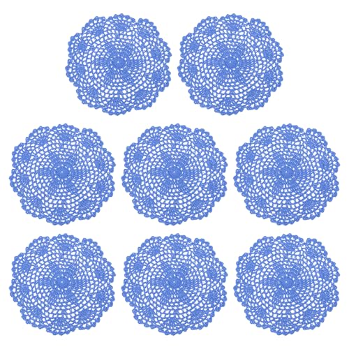 uxcell Crochet Doilies Round Lace Placemats for Decoration 8" Blue 8Pcs - color: Blue