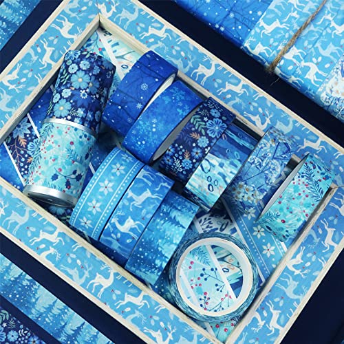 YUBBAEX 10 Rolls Four Seasons Washi Tape Set Blue Snowflake Masking Decorative Tapes (Winter) - color: Winter