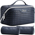 BOYATU Travel Makeup Bag for Women: Four Leaf Clover 3 Pcs Set Cosmetic Bag - color: M-07Blue