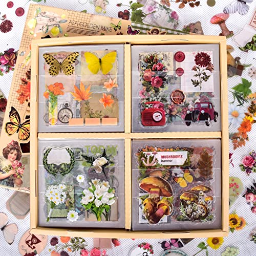 510PCS Plants Floral Scrapbook Stickers Kit Vintage Flower Sticker