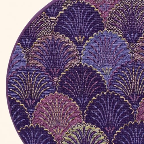 Art Deco Coasters Set of 6 with Holder, Purple - color: Purple