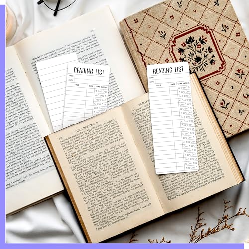 110 PCS Reading List Bookmarks, White Kraft Book Tracker and Reading Log Bulk Bookmarks for Book Lovers, Students, Teachers, Graduation Gifts, Back-to-School Supplies (3” x 7.9”, White) - style: Reading List Bookmarks（White Kraft）