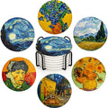 Coasters for Drinks, Set of 6, Ceramic Stone Painting Cafe House - color: Painting Oil