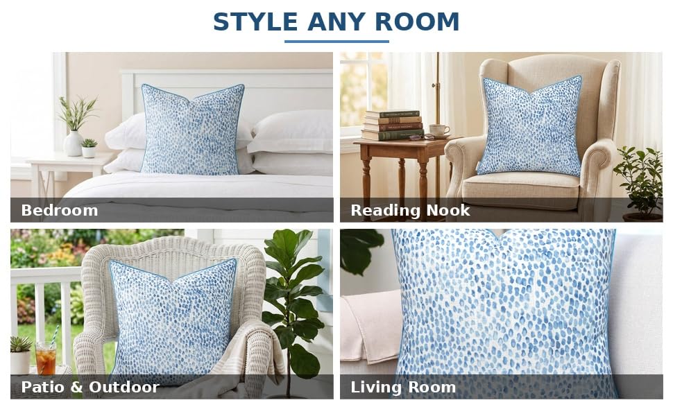 Watercolor Dot Print Throw Pillow Cover 18x18, Blue - color: Rain Drops-blue, size: 18" x 18" (Pack of 1)
