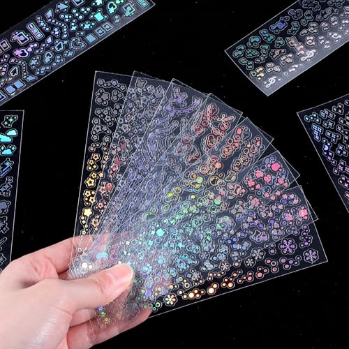 24 Sheets Holographic Photocard Stickers Self Adhesive Glitter