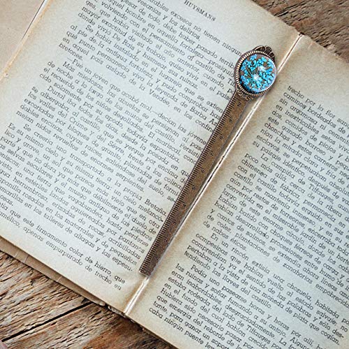 Wisdompro 2 Pcs Metal Bookmark Ruler with Dried Flower - Blue & Purple - color: Blue & Purple