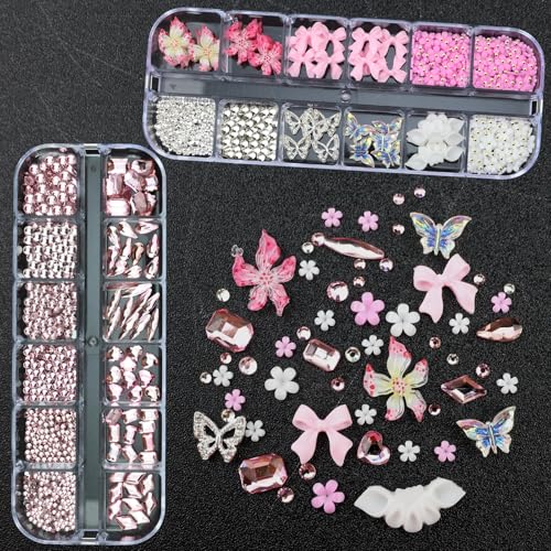 Nail Charms with Pink Rhinestones for Women Nail Design - color: Colorful-18