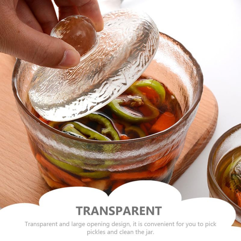 PRETYZOOM 650ml Glass Pickle Vegetable Jar round Heavy Duty Storage Tank