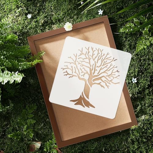 8 Pack Reversed Branches Wall Stencil Templates, 7.8 x 7.8 Inch Plastic Reusable Tree Trunk Art Stencils, Tree Stencils for Painting on Wood Wall Floor Fabric Furniture - style: Reversed Branches