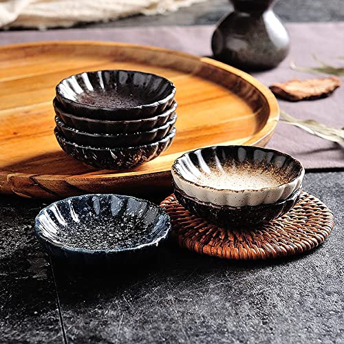 Nicunom 12 Pack Soy Sauce Dishes, Ceramic Dipping Bowls Set, 2.8 Inch Side Dishes Japanese Style Pinch Bowls Seasoning Dish for Ketchup, BBQ, Sushi, Soy