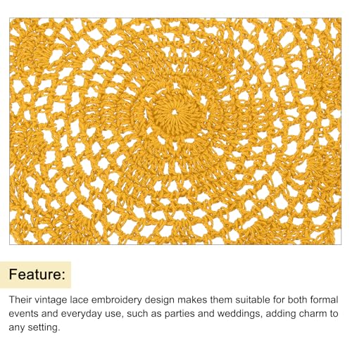 uxcell Lace Doilies, 4pcs 8" - Cotton Woven Round Crochet Coaster, Floral Design Fabric Handmade Placemat for Drink Wedding Party Decoration (Ginger) - color: Ginger