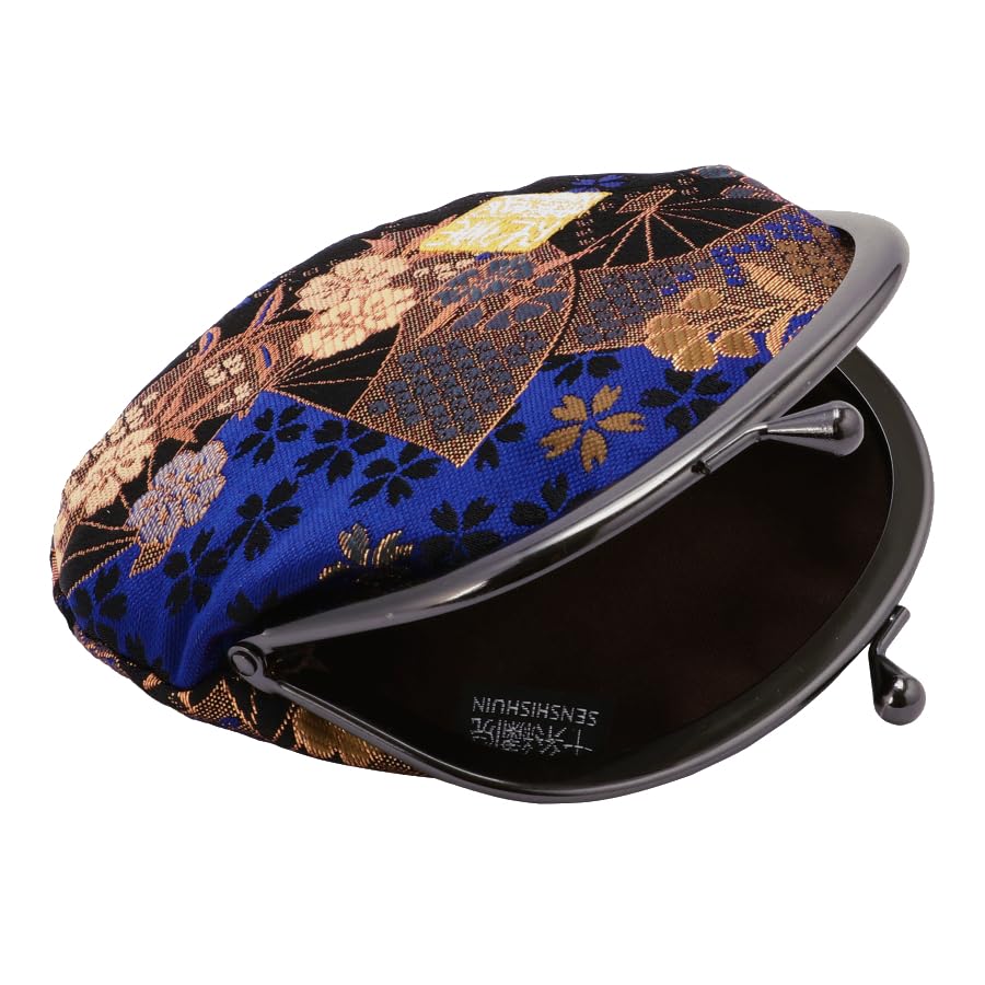 Nishijin brocade round clasp purse/coin purse with lining, size L. (Seiranogizakura) - color: Seiranogizakura