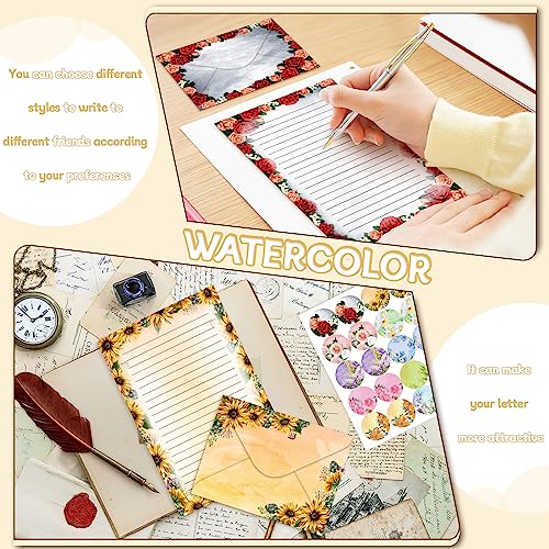 TaoBary 160 Pcs Flower Stationery Paper and Envelopes Set, 5.5 x 8.25'' - size: 5.5 x 8.25 Inch, style: Flower