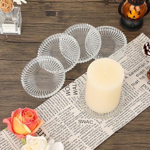 JUXYES Set of 5 Heat-Resistant Clear Glass Coaster for Hot and Cold Drinks - color: Clear, size: 5 Pack