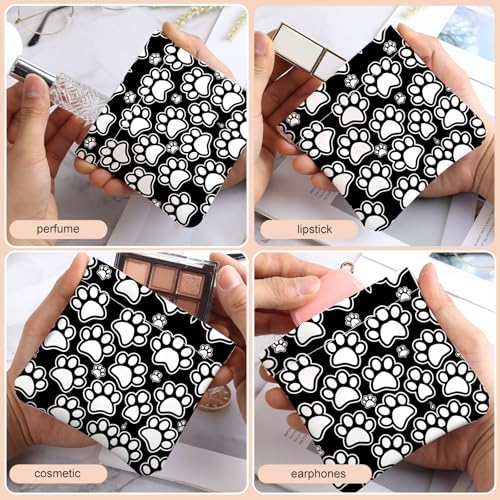 2Pcs PU Leather Small Squeeze Coin Purse Pouch Mini coin Bag Unique And Cute Wallet Cosmetic Bags Change Bag For Women Girls Men Black and white paw prints - color: Black and white paw prints