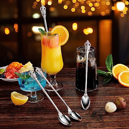KEAWELL Luxurious 4-Piece 9-Inch Iced Tea Spoon Set (Silver) - color: Silver