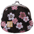 Nishijin brocade round clasp purse/coin purse with lining, size L. (Kuromomozakura) - color: Kuromomozakura