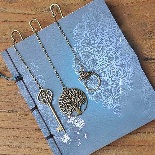 Vintage Feather Shape Metal Bookmark Page Markers Student Reading Pagination Mark Book Clip with Pendant for Travel Readers, Literature Fans,Bookworm Gifts (Bronze-Iron Tower) - color: Bronze-iron Tower