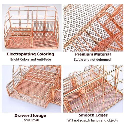 Rose Gold 13PCS Office Desk Organizers Supplies and Accessories - color: Rose Gold