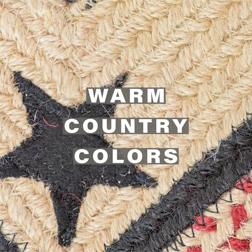 Homespice Gloucester Jute Braided Placemats, Oval 13x19 Set of 4 - color: Primitive Star Gloucester