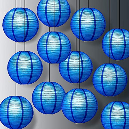 Paperlanternstore.com 12 Pack - 12 Inch Navy Blue Fine Line Premium Even Ribbing Paper Lantern, Extra Sturdy - color: Navy Blue Fine Line (12-pack), size: 12 Inch