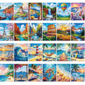 Sherr 24 Pcs Pre Drawn Canvas for Adult, Beach,Scenery, 8 x 10 Inch - size: 8 x 10 Inch, style: Beach,Scenery