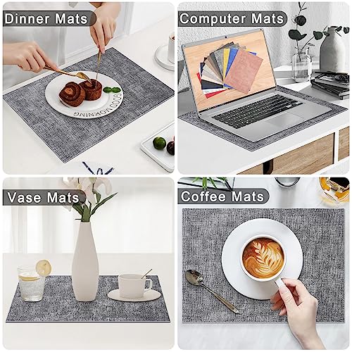 Homaxy PU Faux Leather Placemats for Dining Table, Set of 6, Black & White - color: Black & White