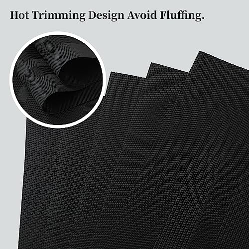 Leetaltree Black Frame Placemats Set of 12 - Heat Resistant Non-Slip Place mats for Dining Table, Washable Durable PVC Vinyl Woven Table Mats（Black Frame, 12） - color: F1- Black Frame, size: Set of 12