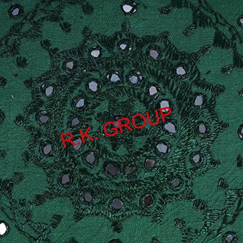 Indian Handmade Decorative Square Throw Pillow Covers Mirror Embroidery Work Thread Work Cushion Case for Sofa Bedroom Car (Size : 16 X 16 Color : Dark Green) - color: Dark Green, size: 16" x 16" (Pack of 1)