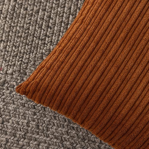 Kevin Textile Striped Corduroy 16”x16” Pillow Covers 2 Pack, Brown - color: Brown, size: 16" x 16" (Pack of 2)