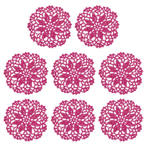 uxcell Fabric Coasters, 8pcs 4" - Cotton Woven Crochet Doilies, Lace Embroidery Cup Mat with Floral Pattern for Wedding Party Decoration (Rose Red) - color: Rose Red