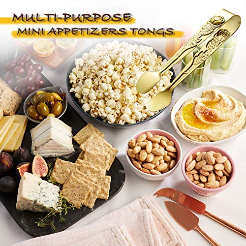 HINMAY 6PCS Mini Serving Tongs 4 Inches Small Rose Sugar Cube Tongs (Gold) - size: 4-Inch