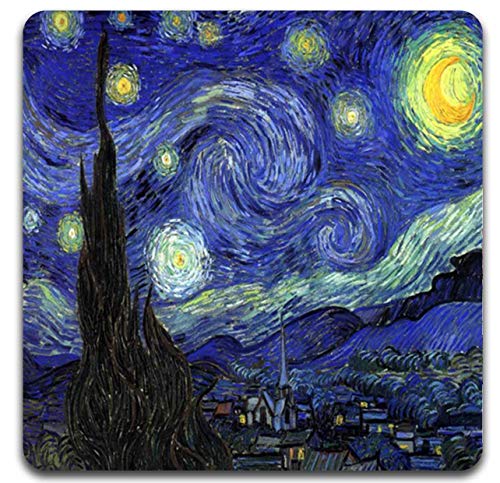 Van Gogh Style Watercolor Painting Square Coaster Set of 4 - color: Van Gogh Style Watercolor Painting