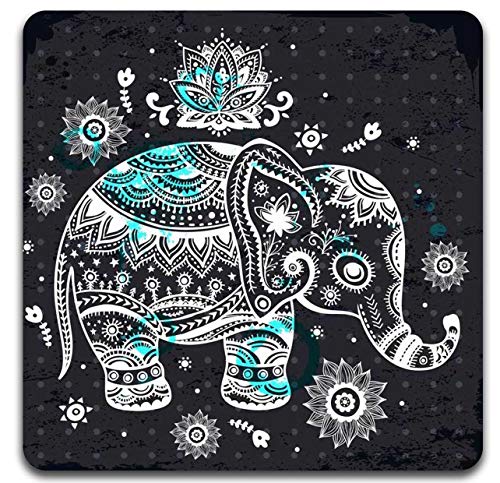 Hand Drawn Elephant Square Coaster Set - Made of Recycled Rubber - Set of 4 - color: Hand Drawn Elephant
