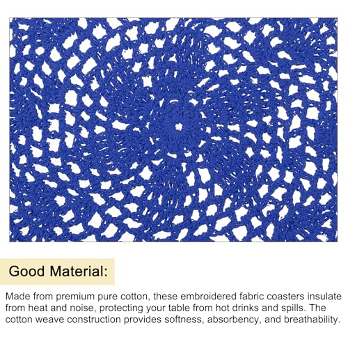 Crochet Doilies, 4Pcs 8 Inch - Handmade Crochet Cotton Coaster, Round Lace Placemats with Floral Patterns for Wedding Party Decoration (Bright Blue)