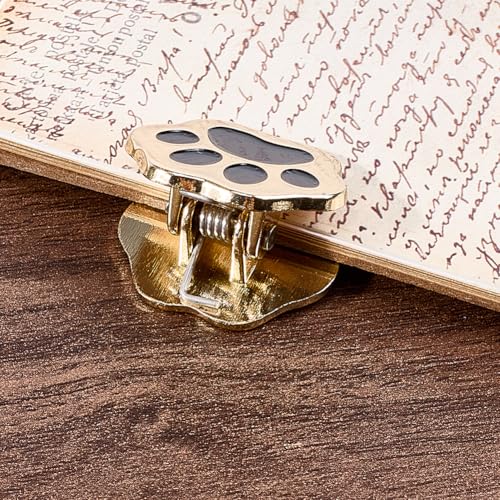 CRASPIRE 2Pcs Travelers Notebook Clip Journal Binder Clips Gold Metal Paw Print Vintage Retro Alloy Decorative Page Holders Accessories for TN Travelers Art Journaling Reading Decoration