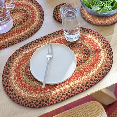 Homespice Gingerbread Jute Braided Placemats, Oval 13x19 Set of 4 - color: Gingerbread