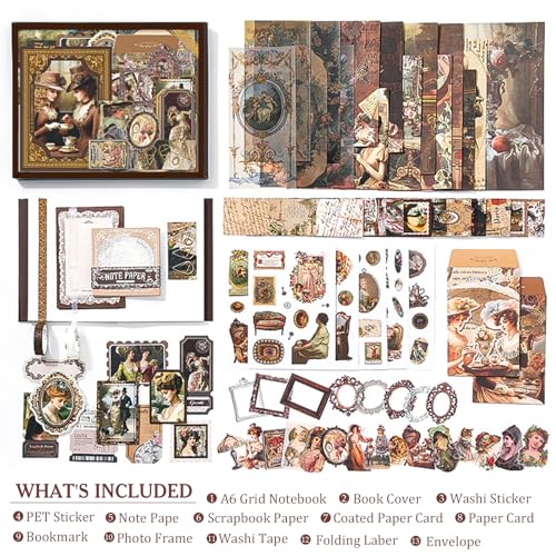 Scrapbook Supplies Kit, Vintage Junk journaling Supplies, Scrapbooking Kit - color: Regal Ornate Vintage
