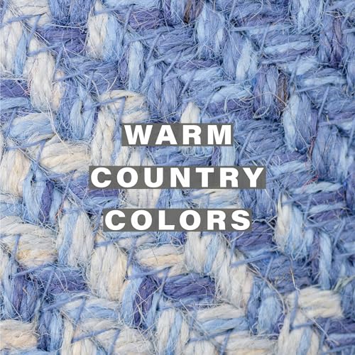 Homespice Denim Braided Placemats Ideal as Table Mats, Oval 13x19 Set of 4 - color: Denim