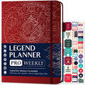 Legend Planner PRO Weekly & Monthly, Large Undated, 7”x10”, Wine Red - color: Wine Red + Gold Foil