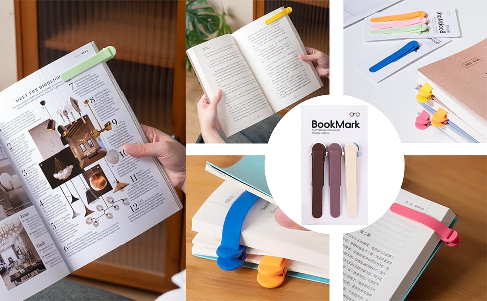 3Pcs Bookmark Book Marks, Silicone Book Marks for Reading Women Men Kids Book Lovers, Automatic Book Mark Smart Book Marker Clip Page Holder Reading Accessories School Supplies Gifts for Students - color: 1 Dark Coffee + 1 Light Coffee + 1 Milky White