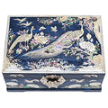 MADDesign Mother of Pearl Jewelry Box Multilevel Peacock Design - color: Blue