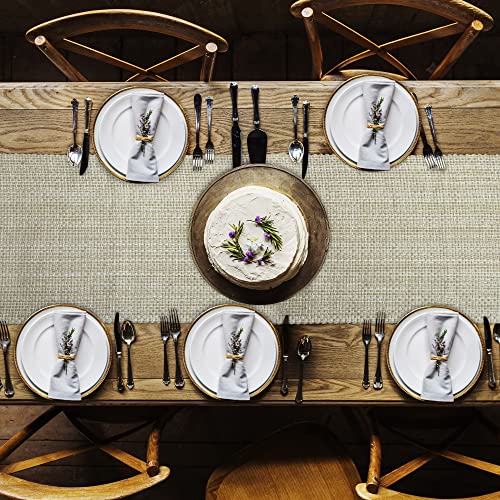Urban Villa Two Tone Table Runner Cotton Quality 14x72 Egg Shell - color: Egg Shell, size: 14" x 72"