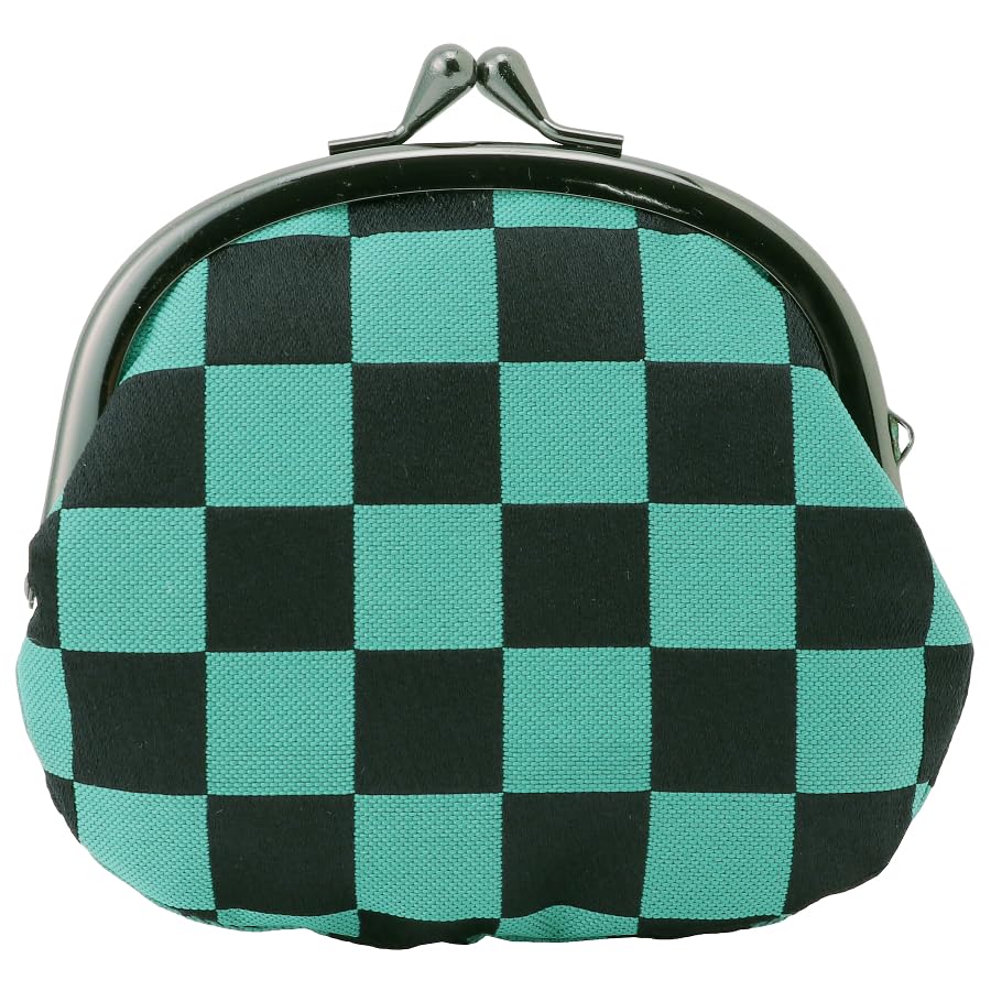 Nishijin brocade round clasp purse/coin purse with lining, size L. (Midoriichimatsu) - color: Midoriichimatsu
