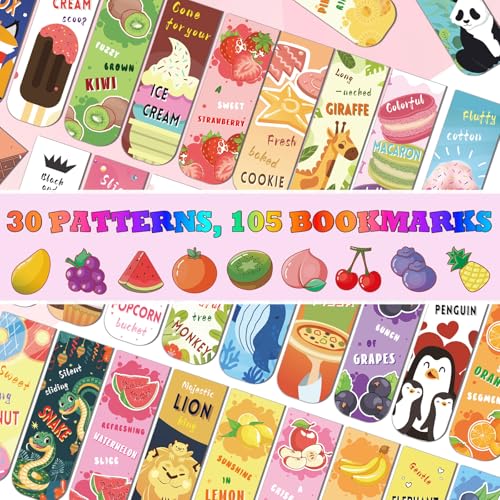 105 Pcs Magnetic Bookmarks for Kids, Cute Bookmarks for Student - color: Student Style