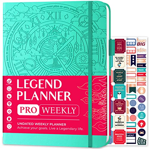 Legend Planner PRO Weekly & Monthly, Large Undated, 7”x10”, Mint Green - color: Mint Green, Debossed