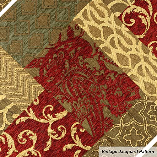 Loom and Mill Luxury Patchwork Damask Placemats Set of 6, Red Gold, 12x18in - color: Red Gold, size: 6 Piece-12x18 inch