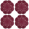 Phantomon 8 Inch Doilies Crochet Round Lace Doily Handmade Placemats 100% Cotton Crocheted Coasters, Pack of 4 (Burgundy) - color: Burgundy