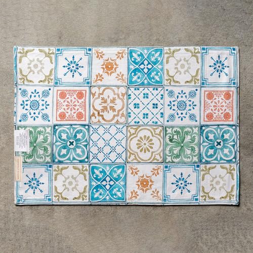 Maison d' Hermine Placemats Set of 4 Reusable 100% Cotton (13"x19") - color: 038 - Agrume, size: 13" X 19" (Pack of 4)